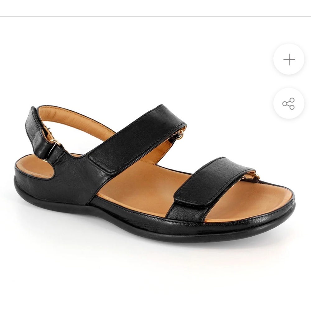 Strive Kona 10.5 / 11 Black Leather Hook and Loop Adjustable Slingback‎ Sandal